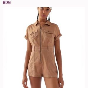 BDG Tan Utility Zip Romper